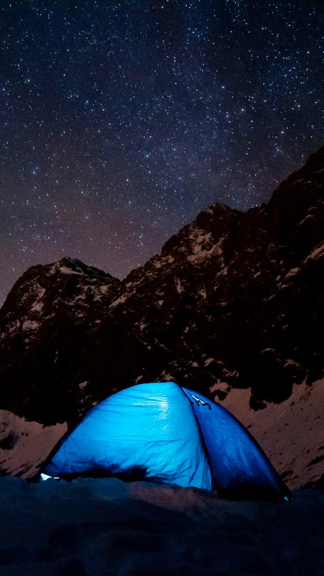 Starry Camping Night iPhone Wallpaper