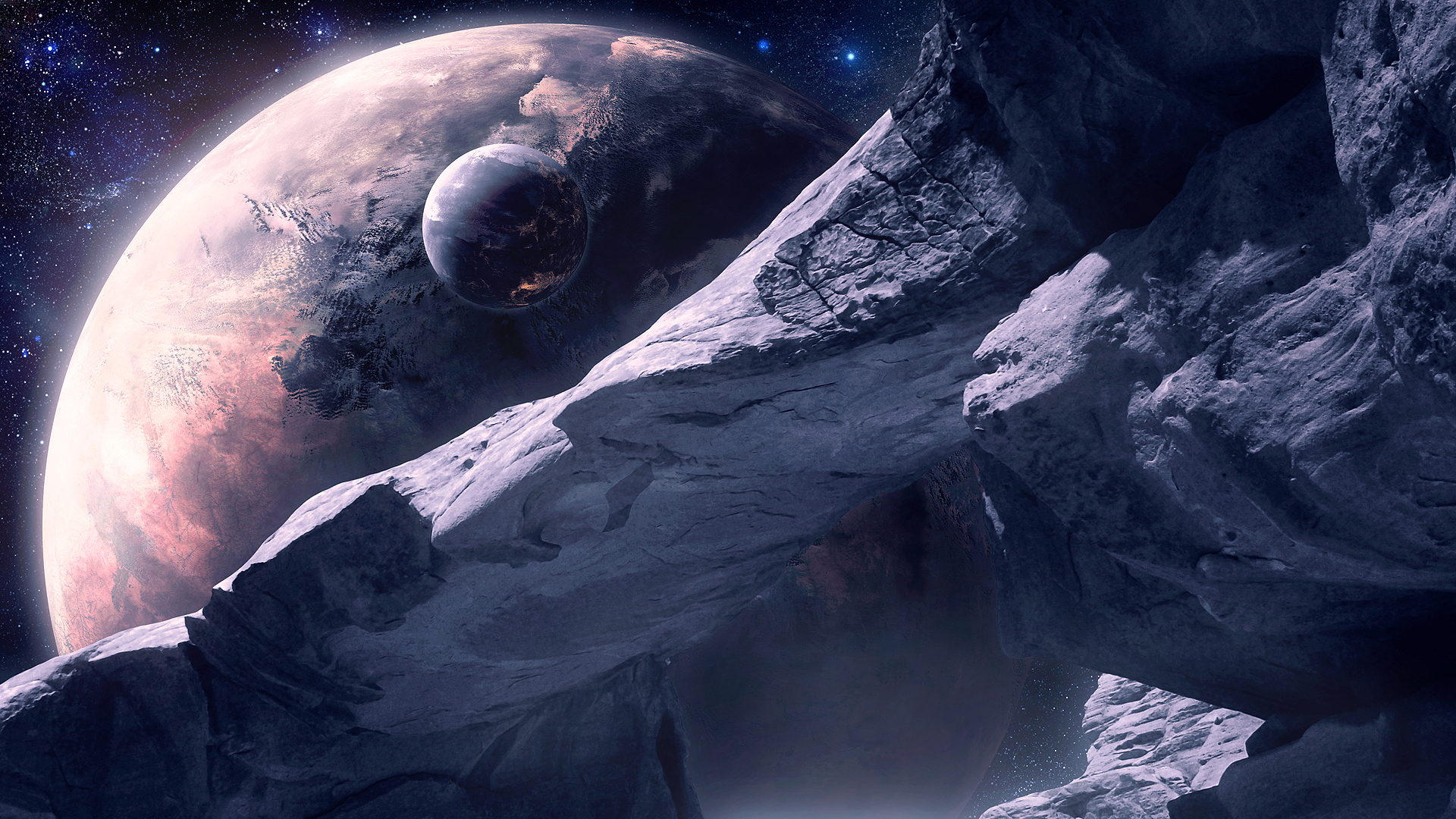 Sci Fi Science Fiction Plas Landscapes Stars Outer Moon Wallpaper