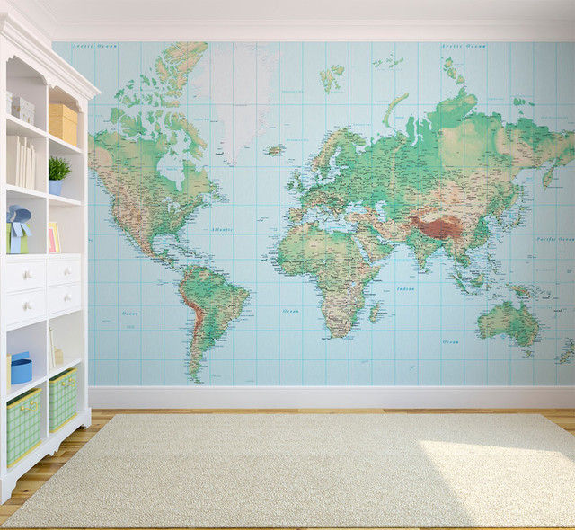 World Map Wallpaper Eclectic London By Wallpapered