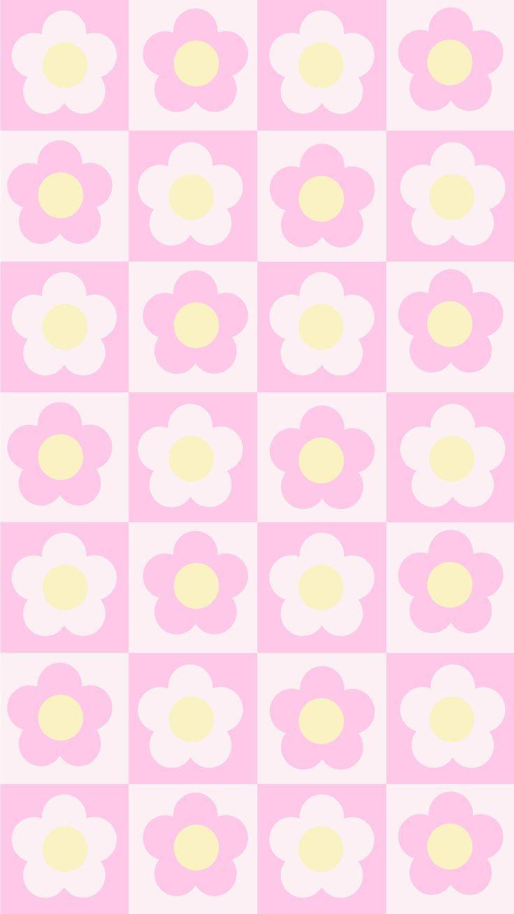 Phone Wallpaper Background Pink White Yellow Flower Pattern