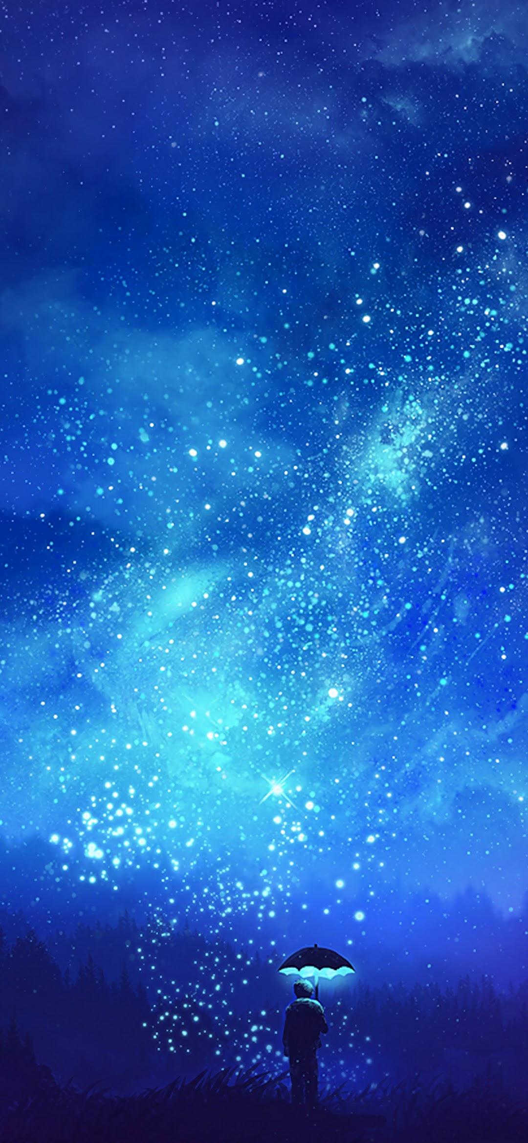 Night Sky Stars Scenery Anime 4k Wallpaper