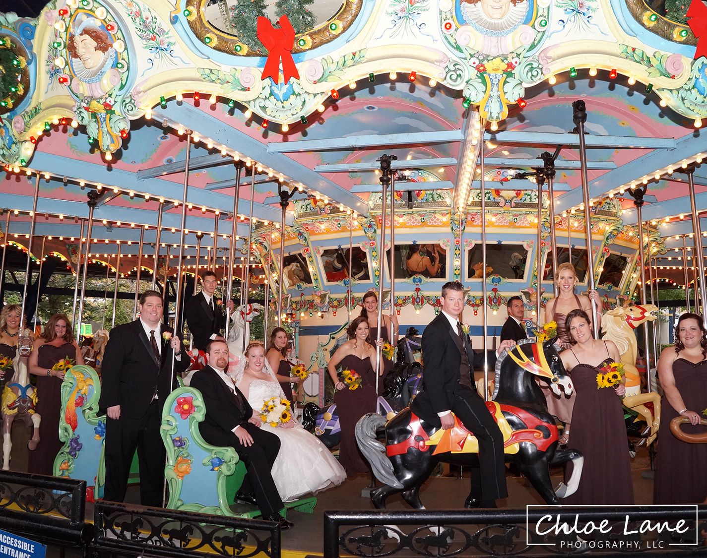 Wedding Party Riding The Merry Go Round At Kennywood Park In