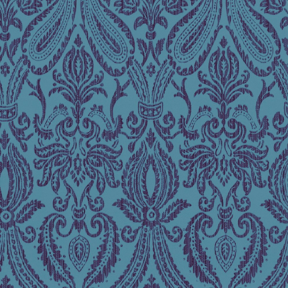 Damask Wallpaper Teal Purple M0445 Vymura From I Love