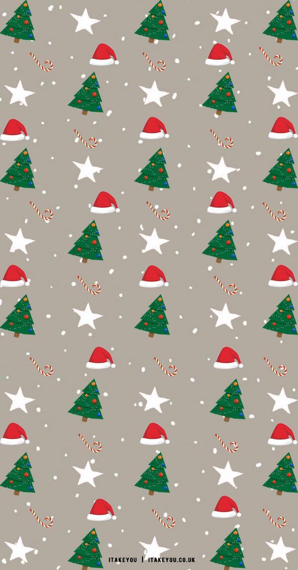 Preppy Christmas Wallpaper Ideas Hat Tree Star