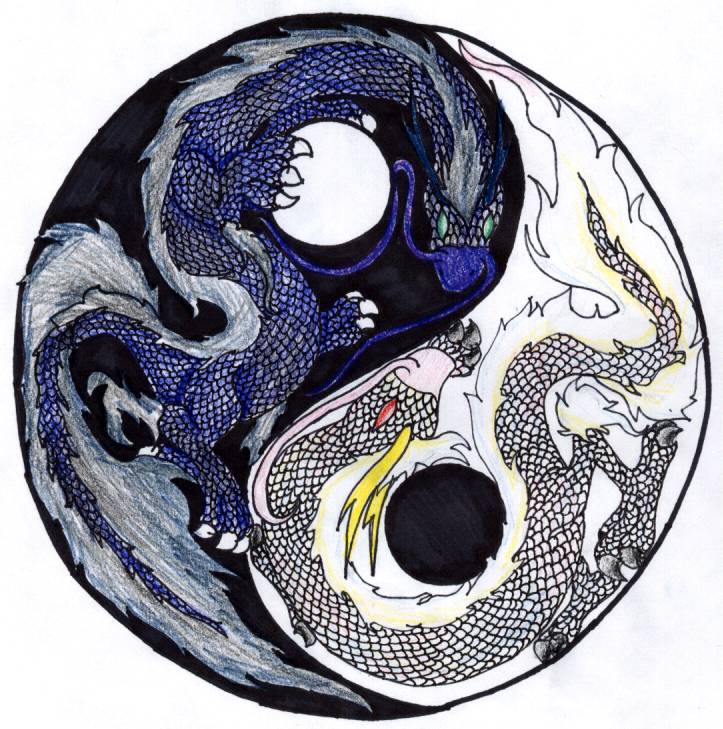 Yin Yang Dragons by hawkfangor on