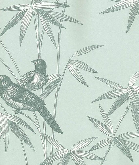Inspired Modern Toile Wallpaper Birds On Bamboo Branch Japanese