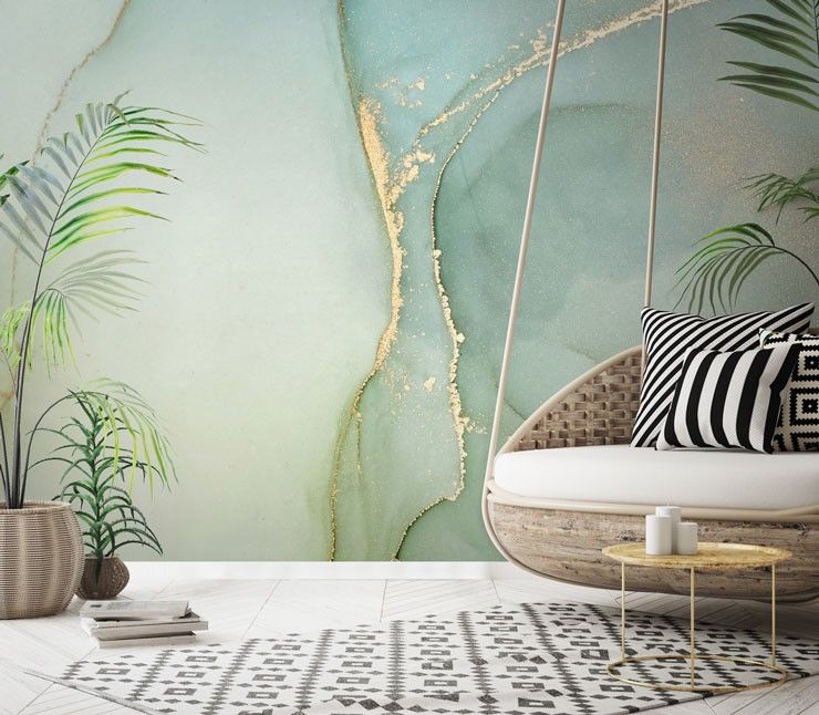 Teal Marble Wallpaper Oriental Green