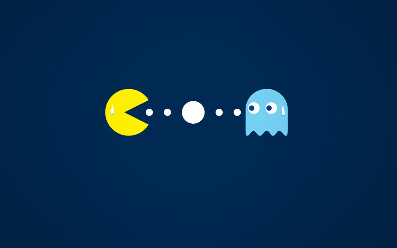 Blue Background Pacman Humor Classic Games Wallpaper