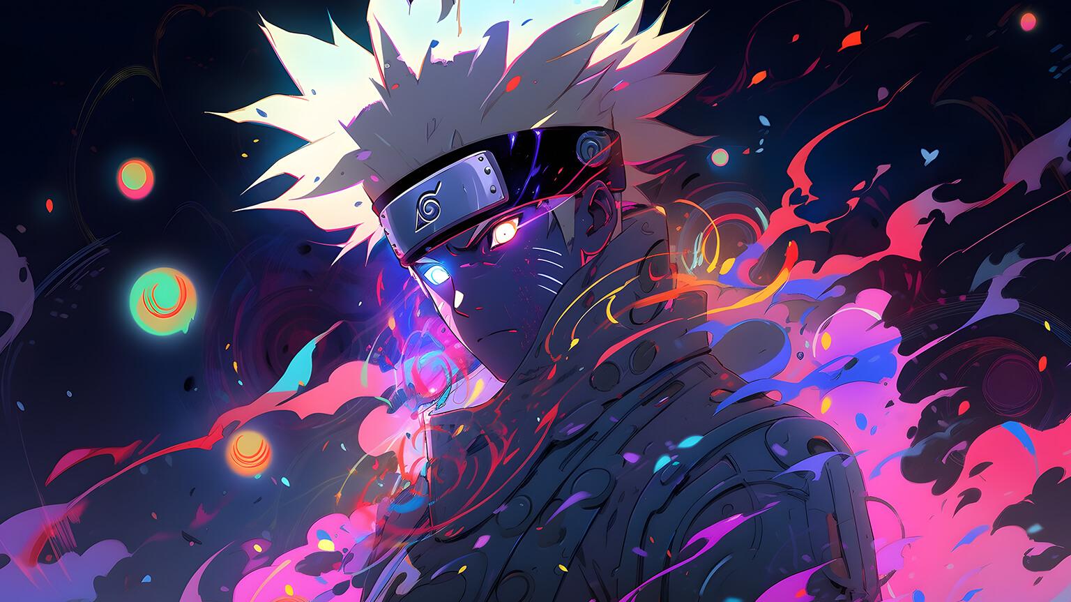 Naruto Glowing Eyes Colorful Desktop Wallpaper