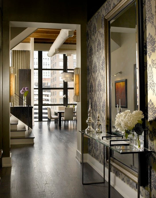 An Entry Hall Can Be Accented With A Dramatic Wallpaper To Add