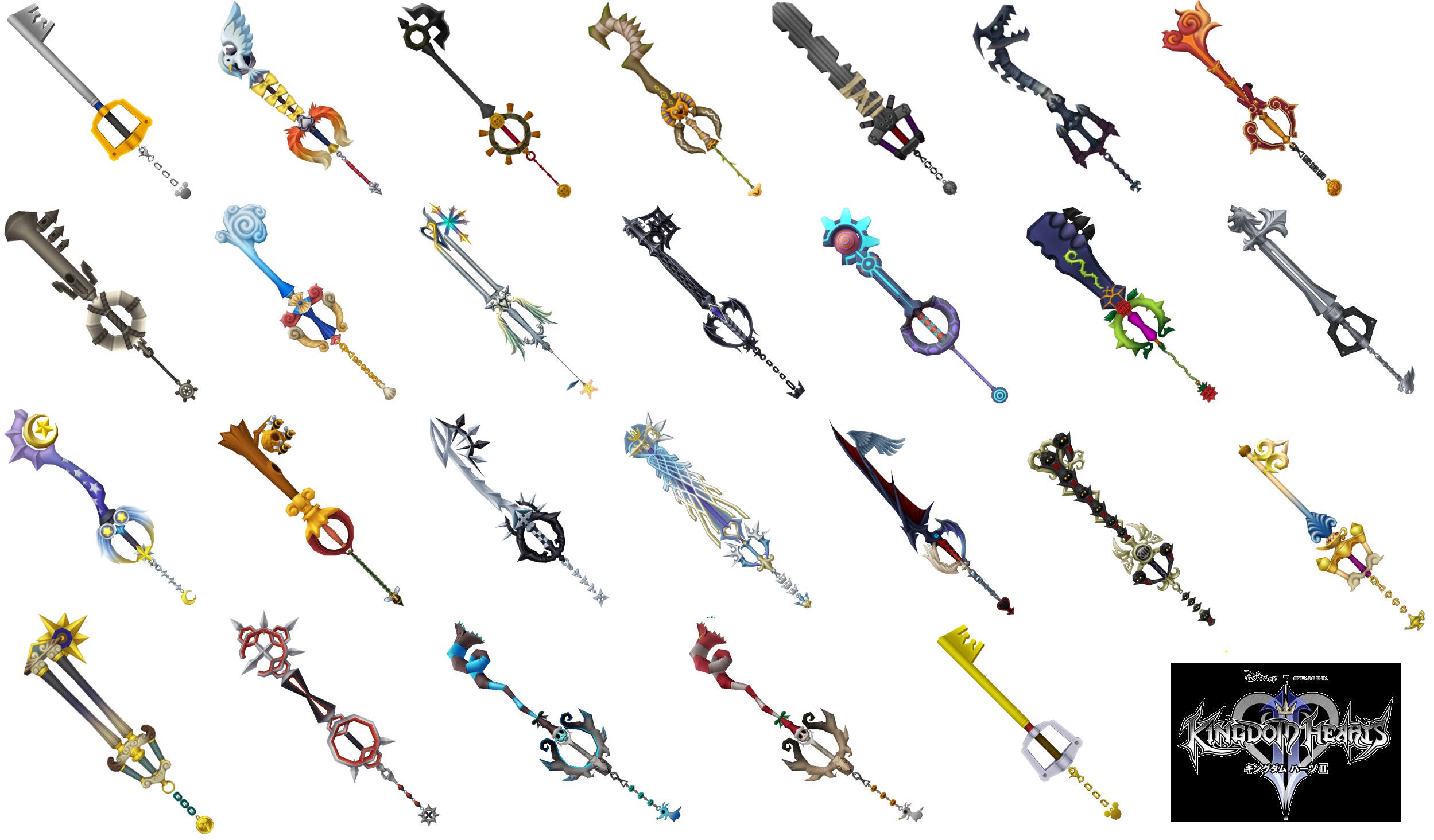 The Many Keyblade S In Kingdom Heart Wallpaper