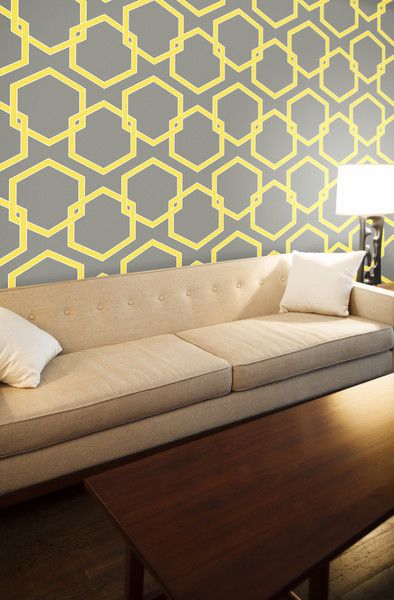 Honeyb Self Adhesive Wallpaper In Citron Design By Tempaper