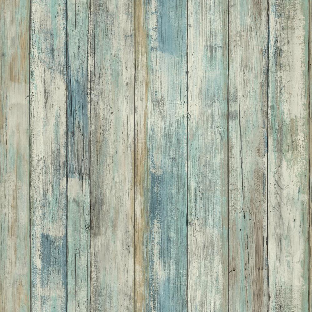 Roommates Sq Ft Blue Distressed Wood Peel And Stick
