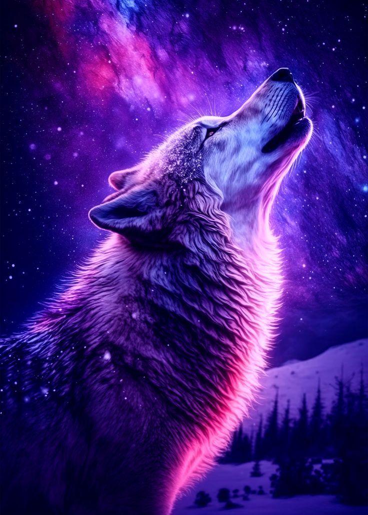 Howling Wolf Galaxy Poster By Nogar007 Displate In