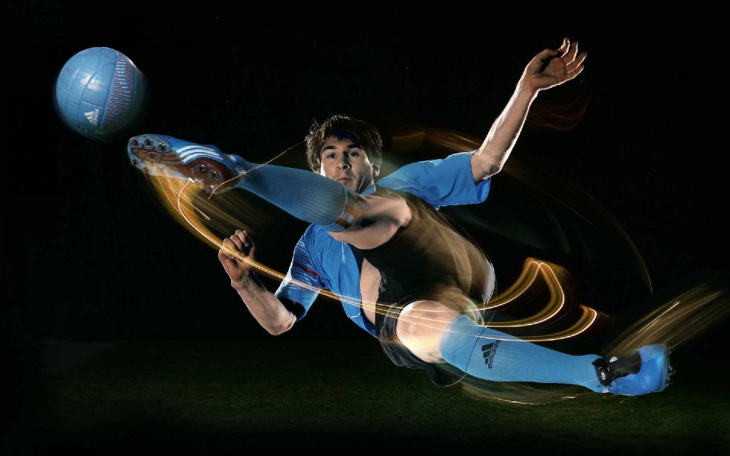 Messi Adidas Gear Flying Kick Wallpaper Lionel