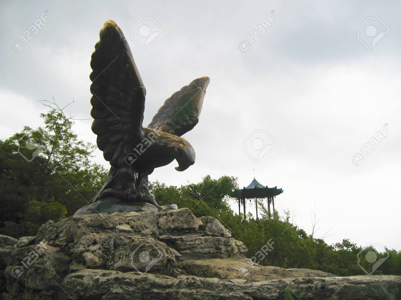The Eagle And Chinese Arbor Background Pyatigorsk Emblems