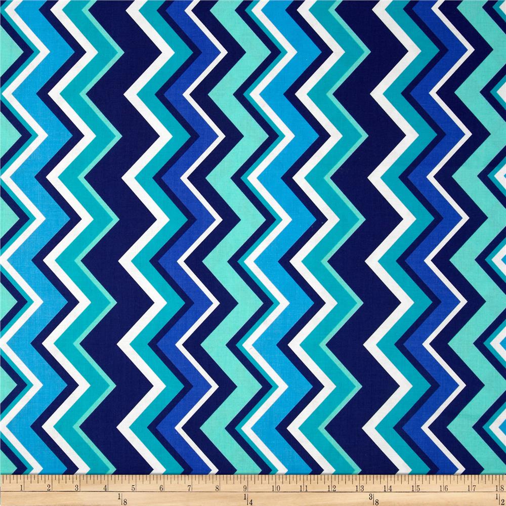 Turquoise Chevron Anchor Background Michael Miller Chevy