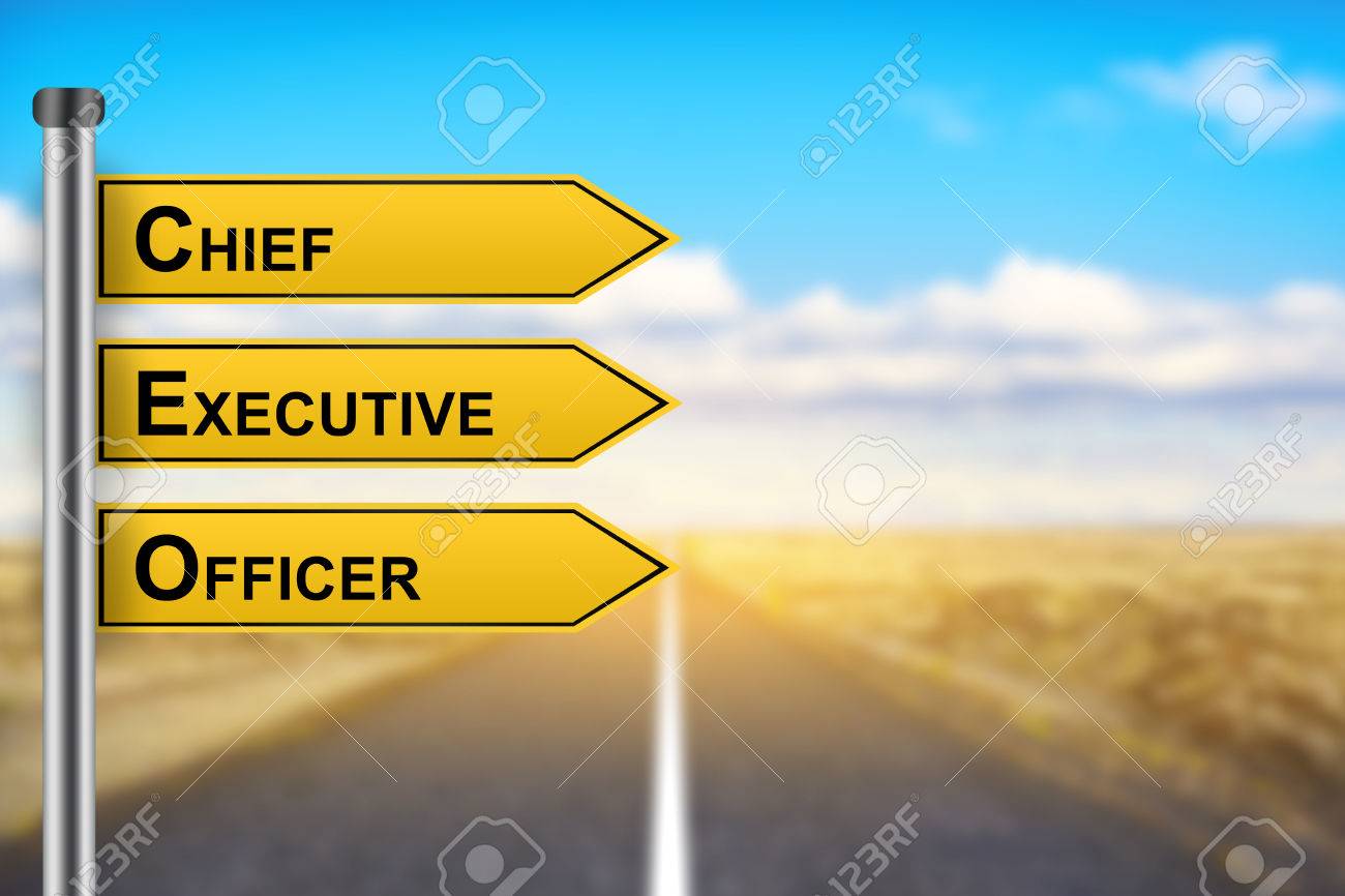 Ceo Or Chief Executive Officer Words On Yellow Road Sign With