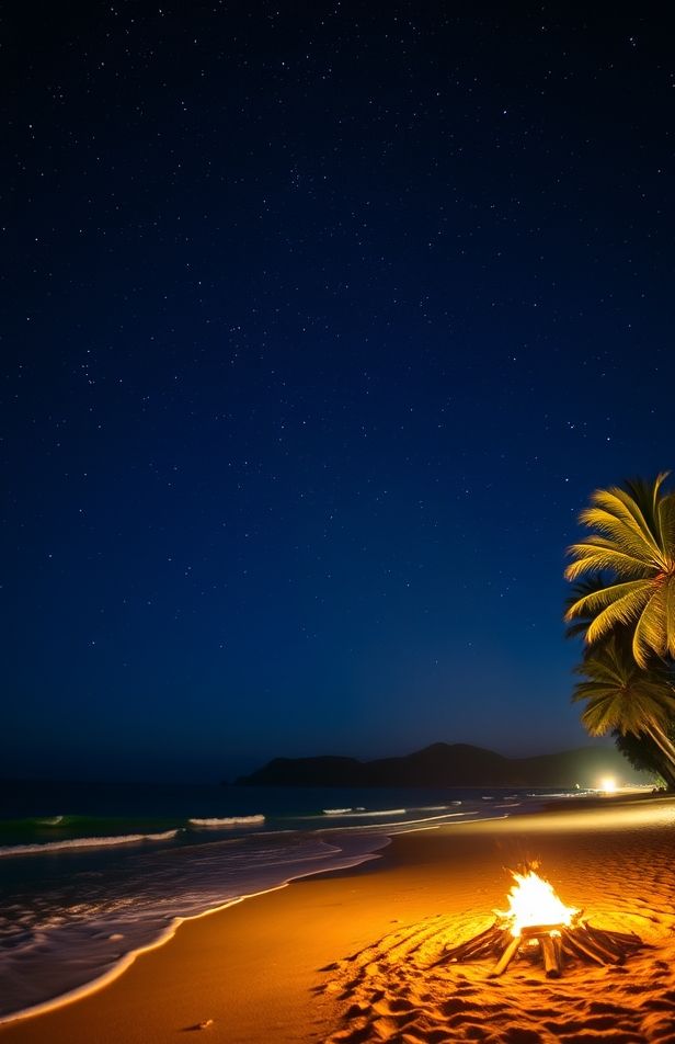 Beach Night Hd Wallpaper