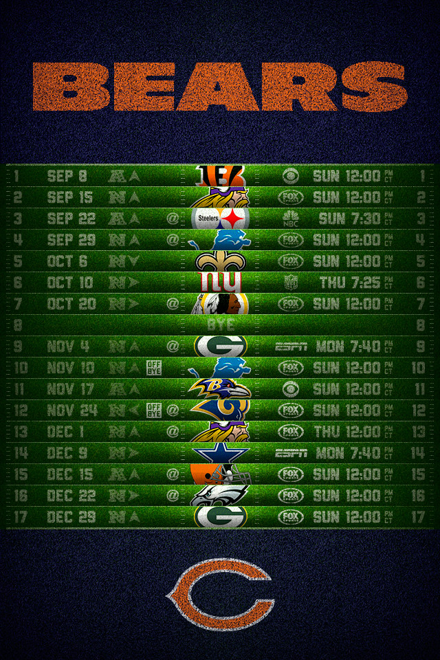 Chicago Bears Schedule iPhone Wallpaper