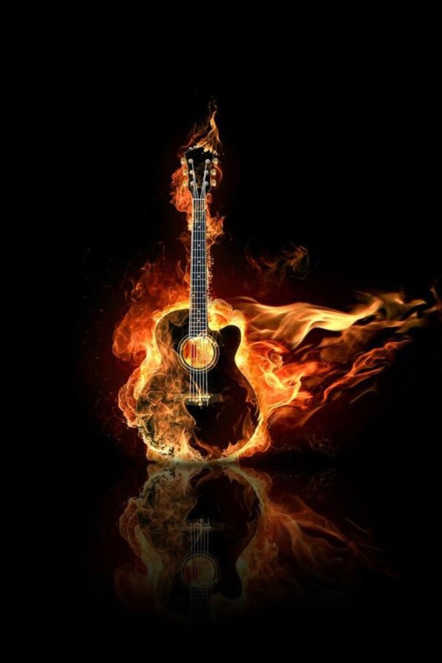 Burning Guitar Wallpaper   iPhone Wallpapers 640x960