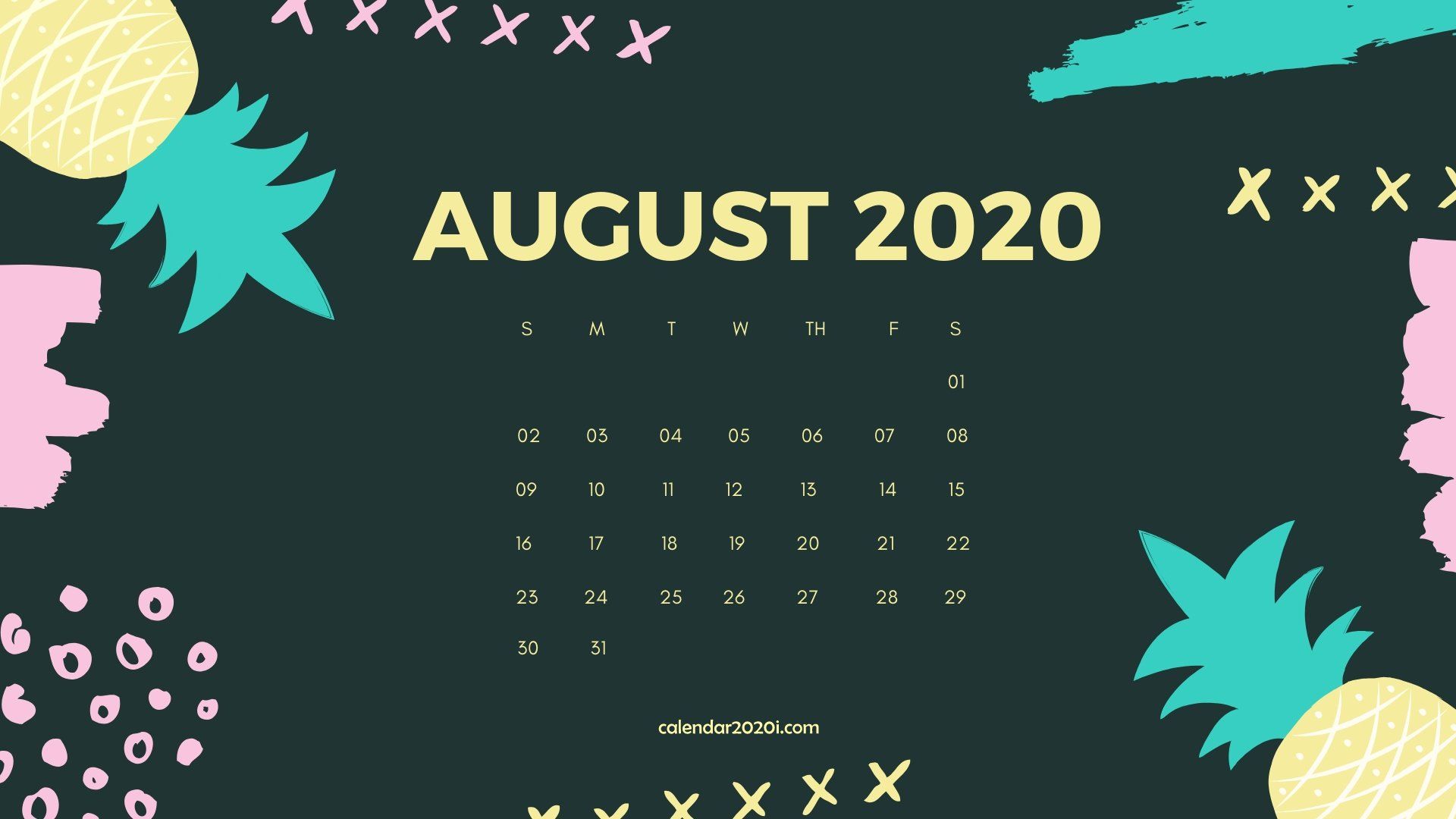 August 2020 Calendar Desktop Wallpaper in 2019 August wallpaper
