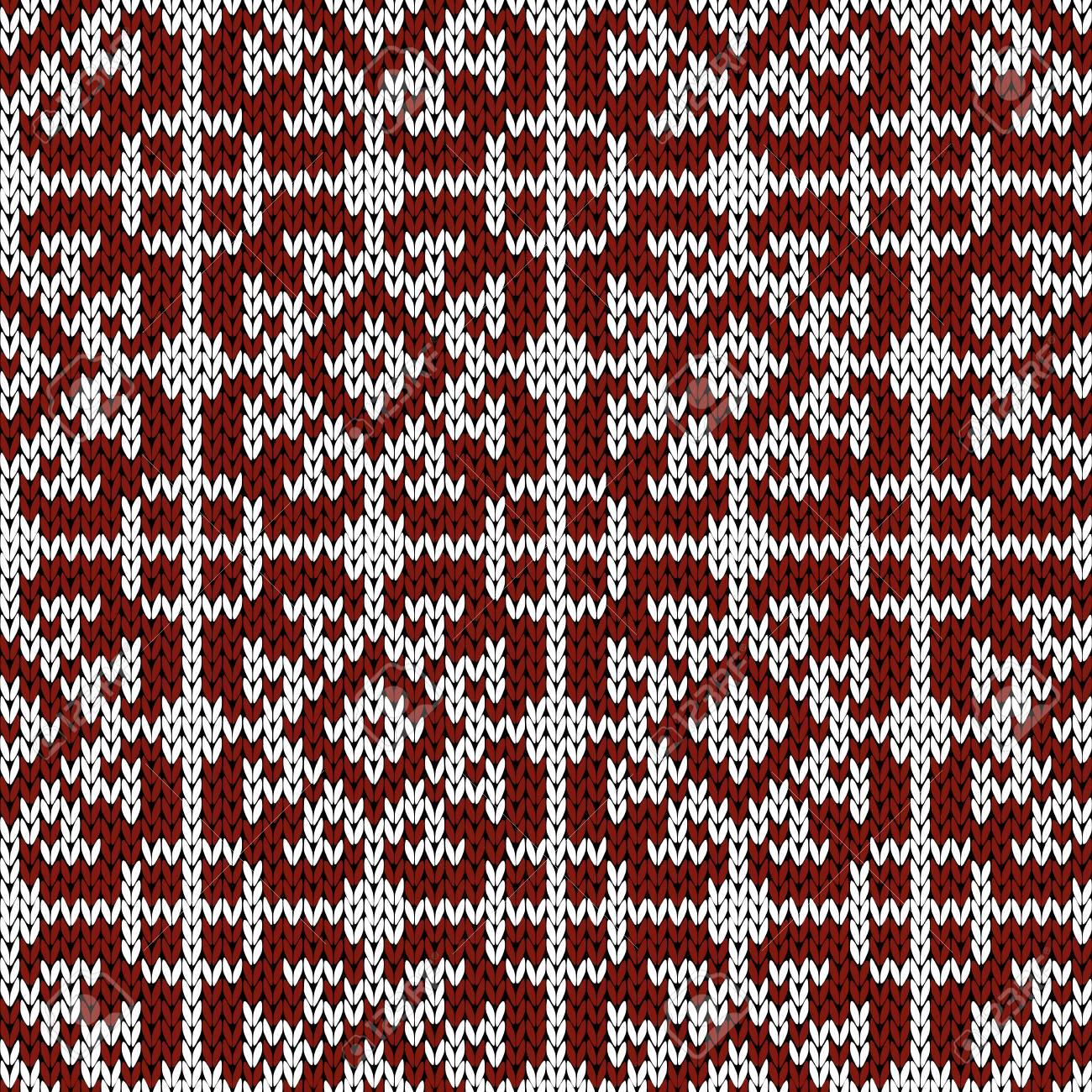 Orient Ethnic Knitting Motley Background In White And Dark Red