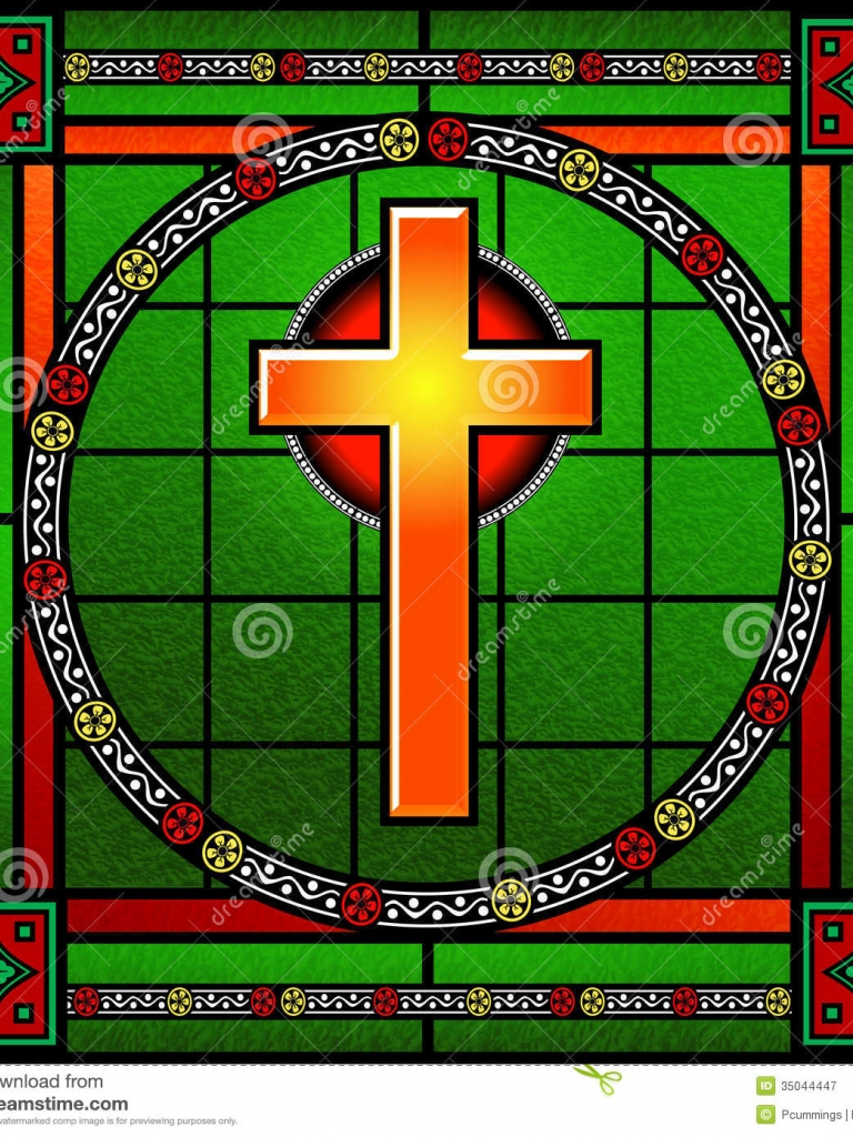 Stained Glass Cross Wallpaper Golden