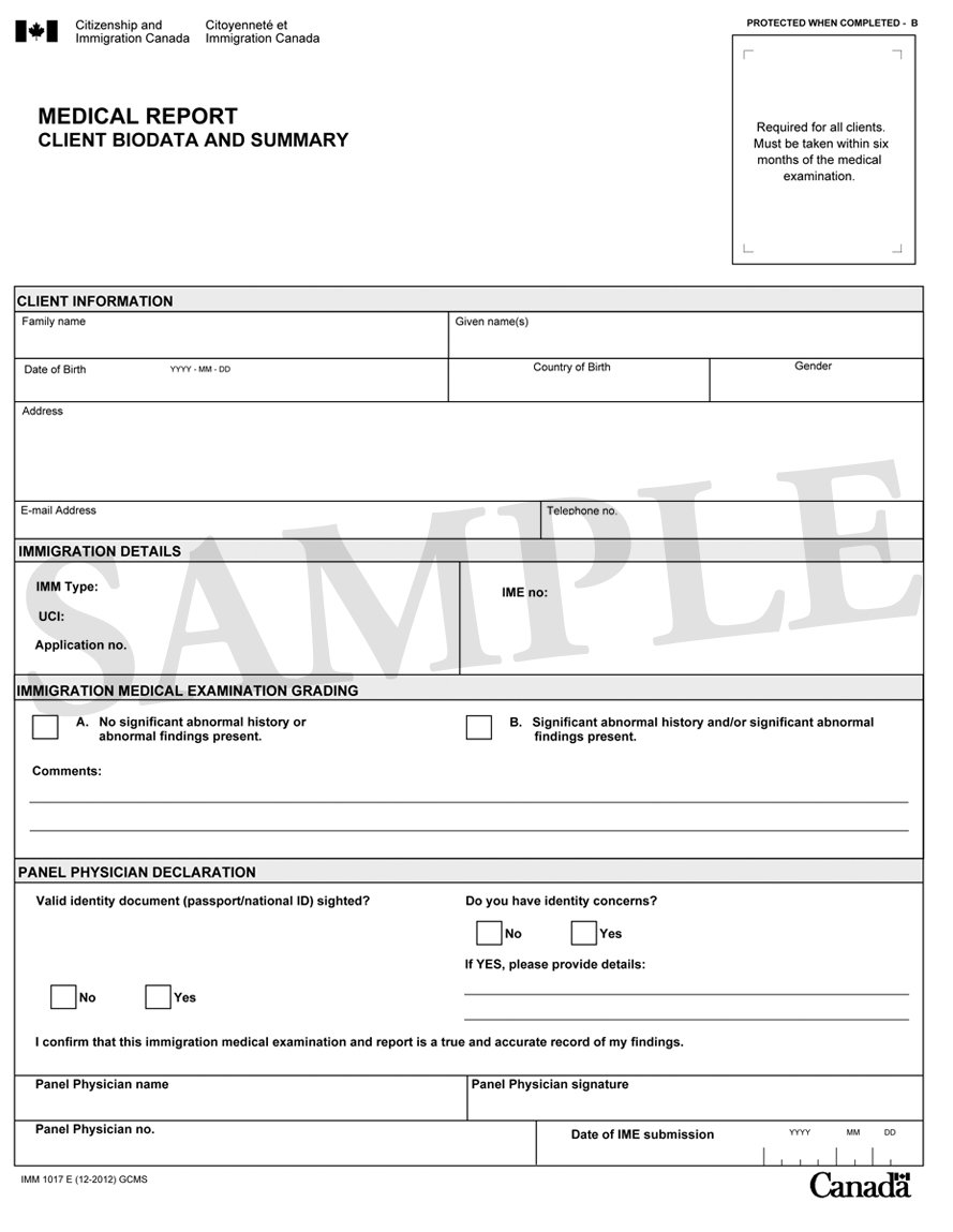 Free download Sample of IMM 21 Medical Report Client Biodata and Regarding Medical Report Template Free Downloads
