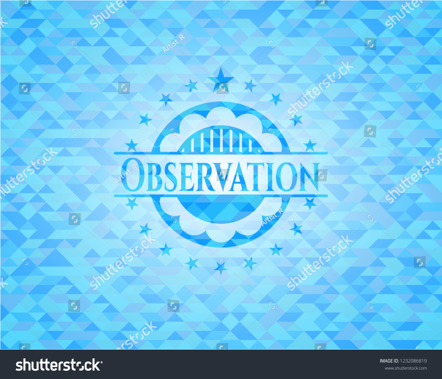 Observation Sky Blue Emblem Mosaic Background Abstract Stock Image