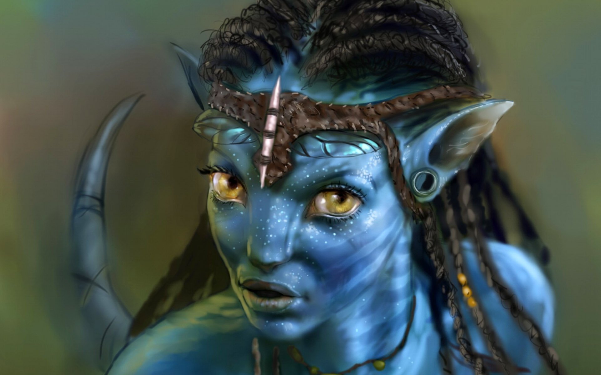 Movies Avatar Character Girl Blue Yellow Eyes Wallpaper