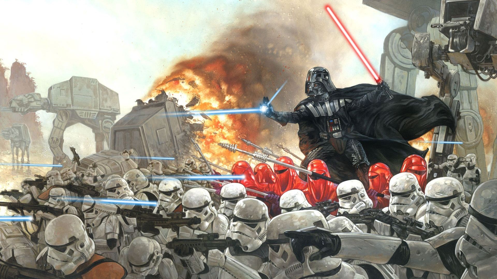 Vader And Stormtroopers In Battle Game HD Wallpaper