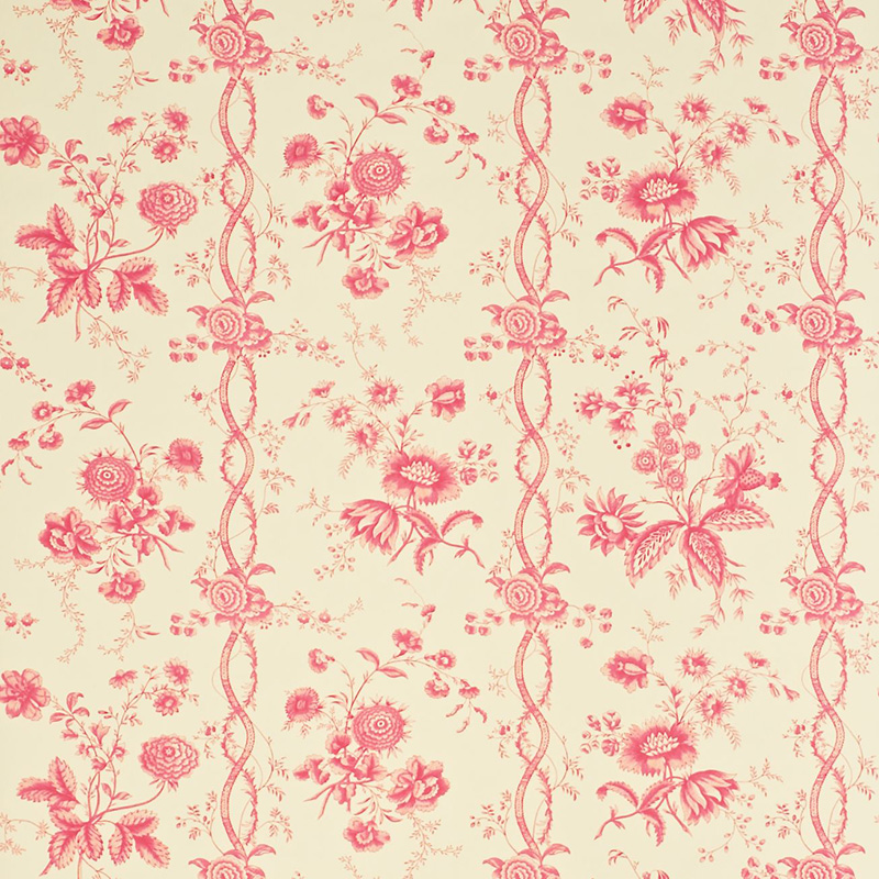 Sanderson Floral Stripe Degtfs104 Lemon Cherry Wallpaper From The