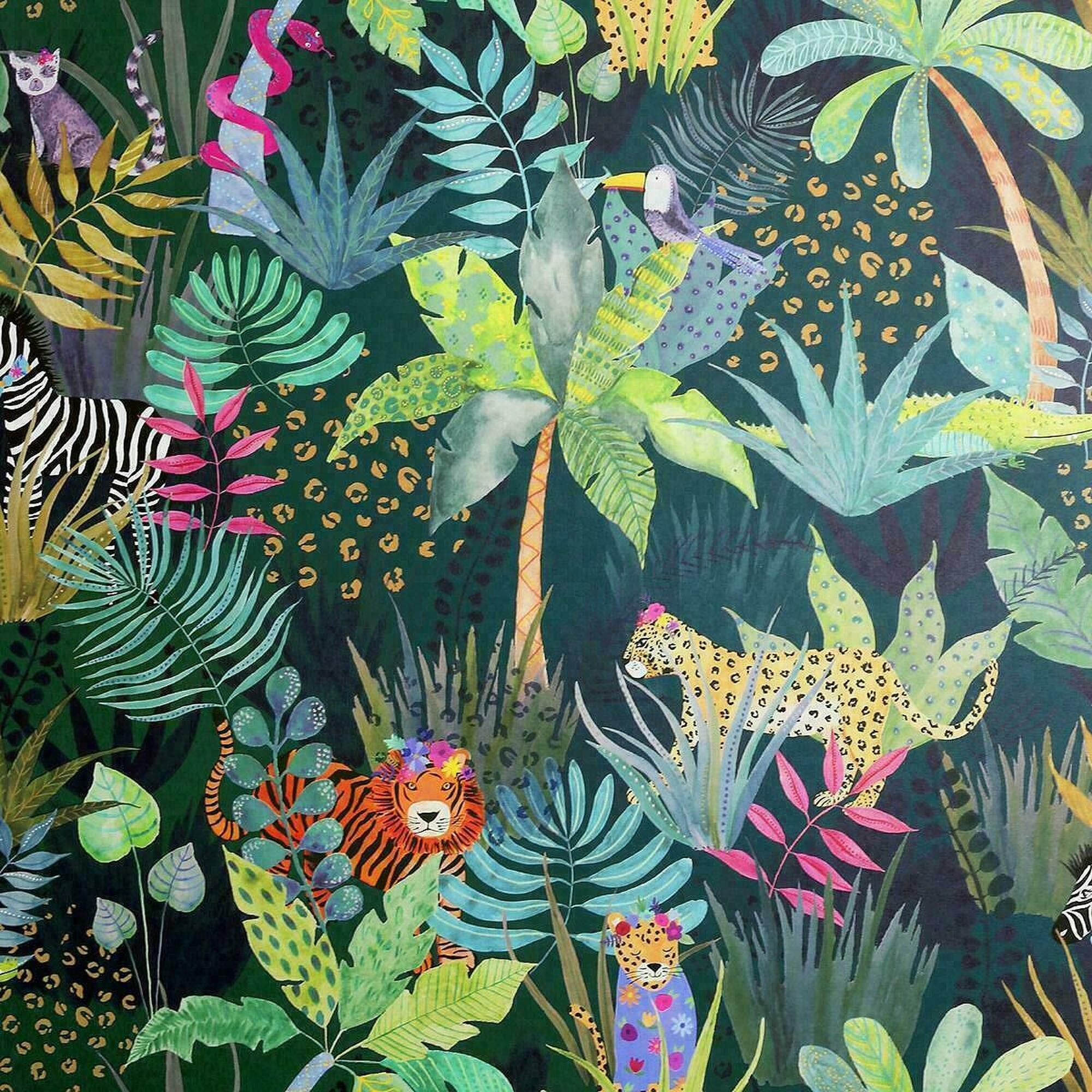 Cheerful Children Jungle Animals Wallpaper Arthouse Hidden