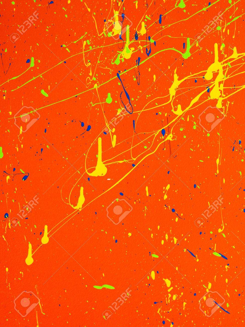Illustration Of Orange Wallpaper With Paint Splash Stock Photo