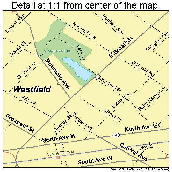 Westfield New Jersey Street Road Map Nj Atlas Poster