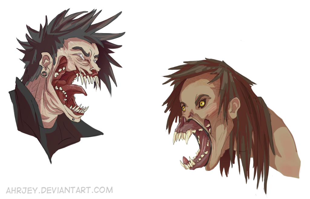 Old Character Redraw Vampire And Werewolf By Ahrjey