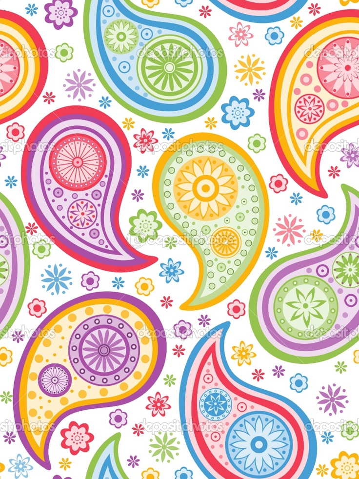 Paisley Designs Colorful Seamless Background With A