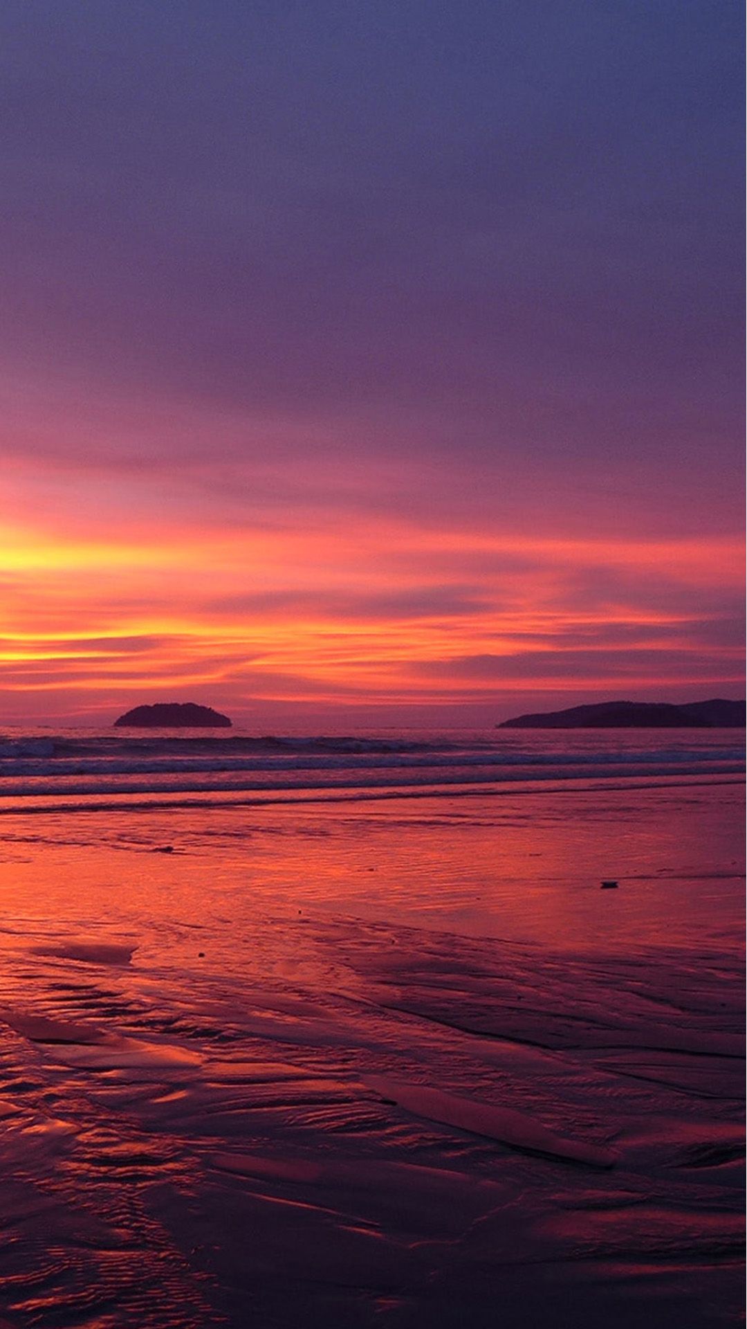 Nature Pure Fantasy Beach Sunset Skyline iPhone Wallpaper