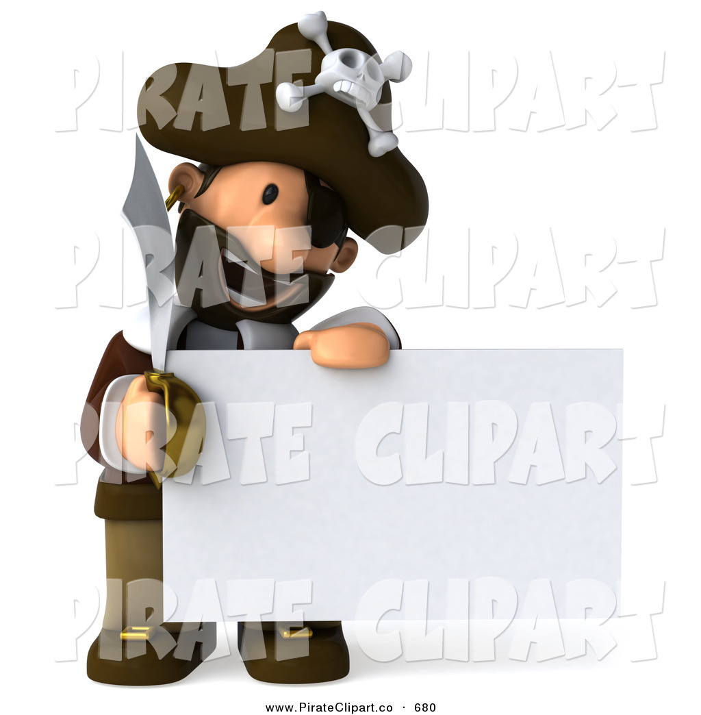 3d Young Pirate With A Skull And Crossbones Hat Smiling Down At