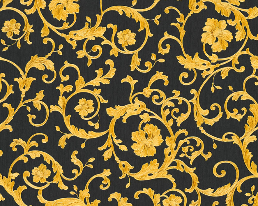 Versace Home Wallpaper Black Gold Metallic Yellow