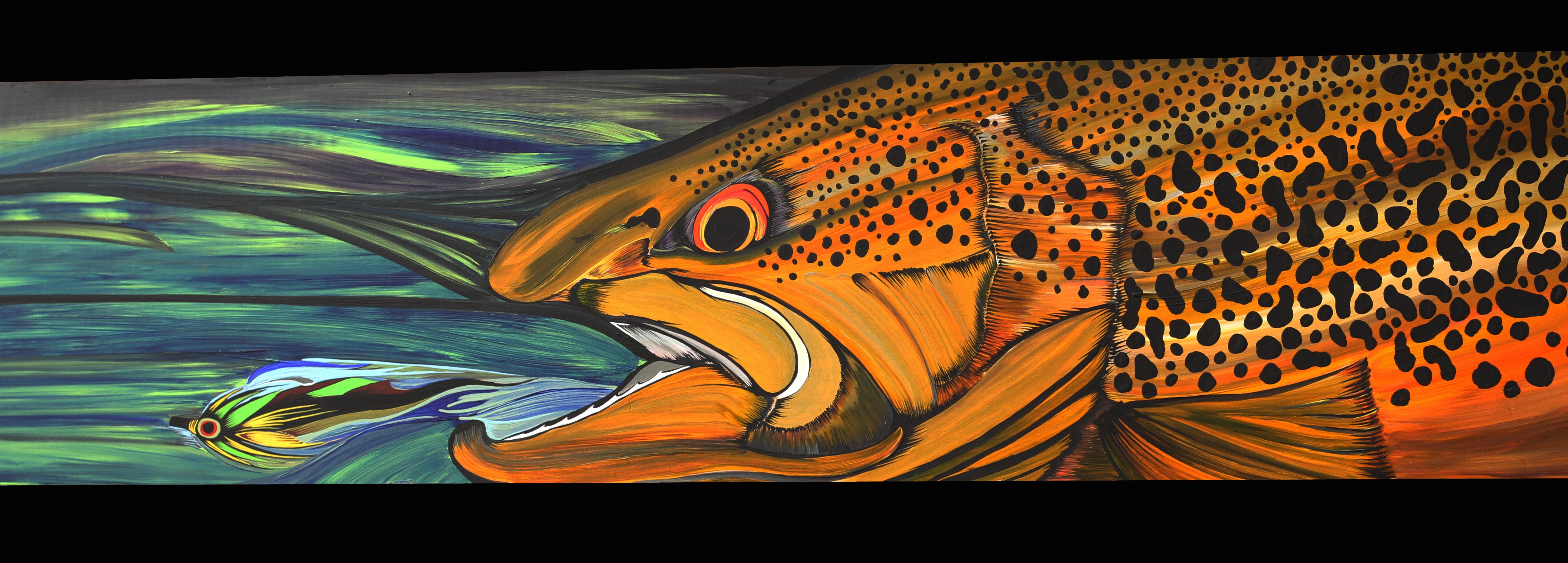 Fish Sport Fishes Bass Trout Artwork Painting Wallpaper Background