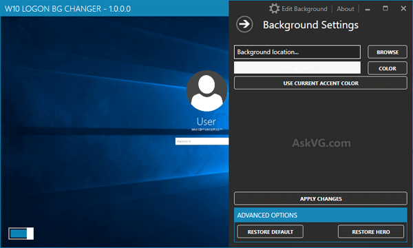  you to change or remove background image from Windows 10 Login Screen