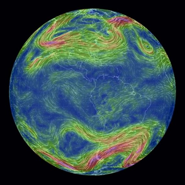 Real Time Global Wind Map An Amazing Animated Of The Winds And