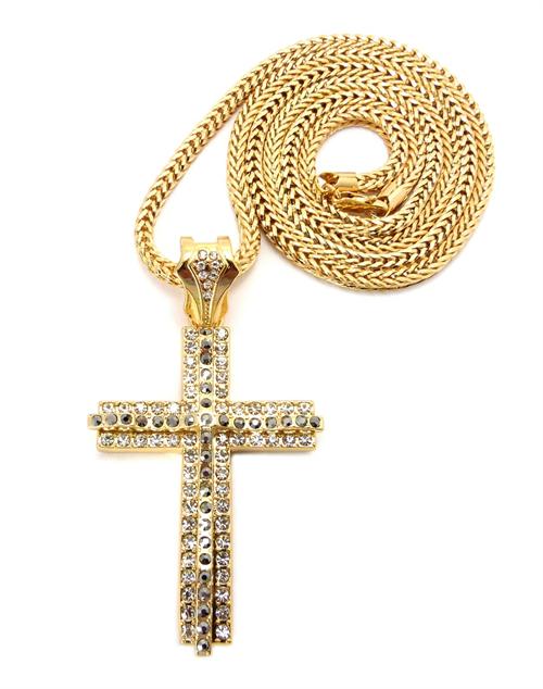 big gold double cross chain previous in religious and chains