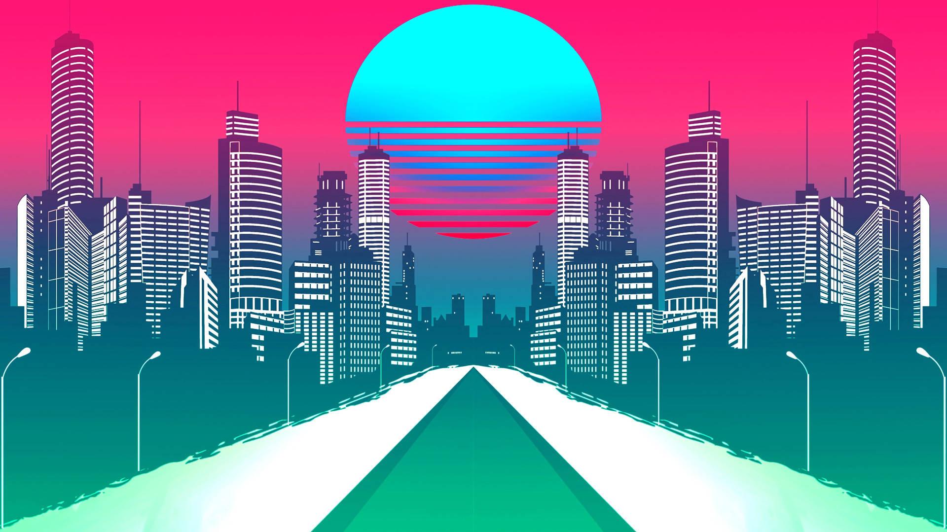 Synthwave City Retrowave Moon Wallpaper