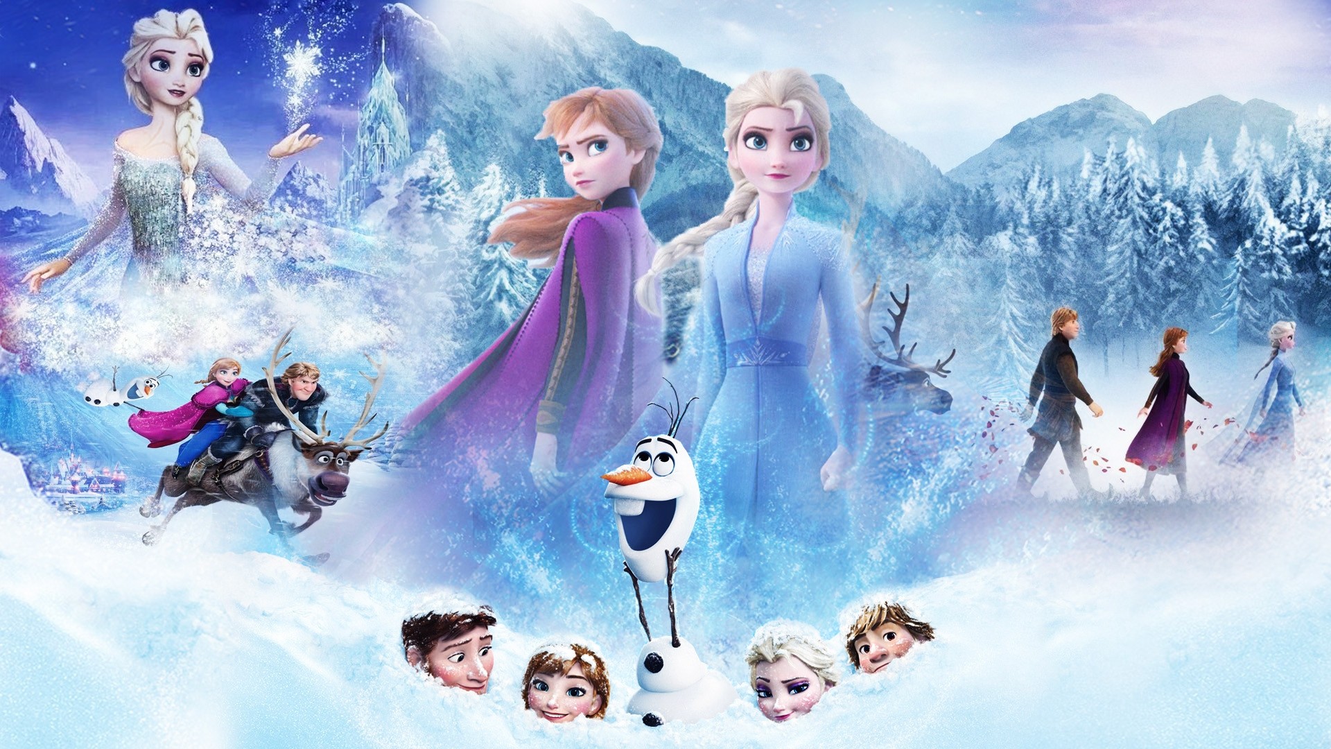 Frozen Movie Characters and Scene Wallpaper