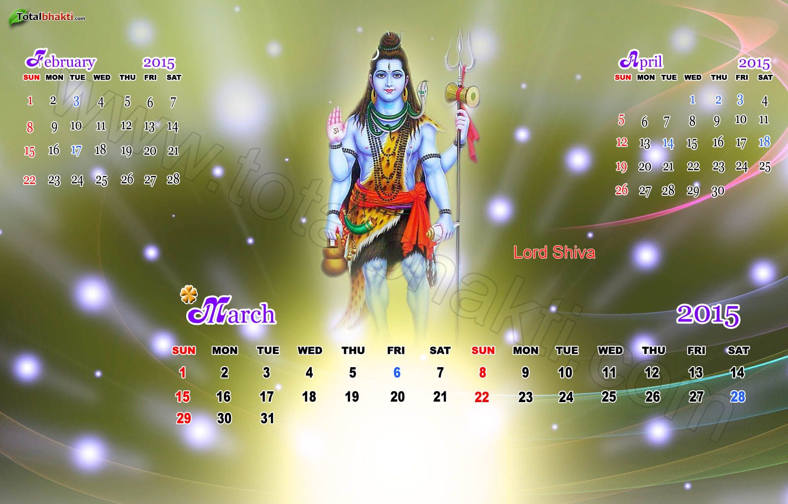 Hindu Calender Wallpaper Lord Shiva March