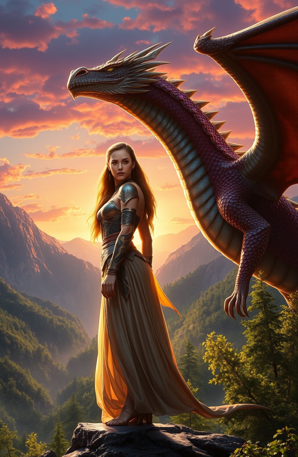 Woman And Dragon Wallpaper