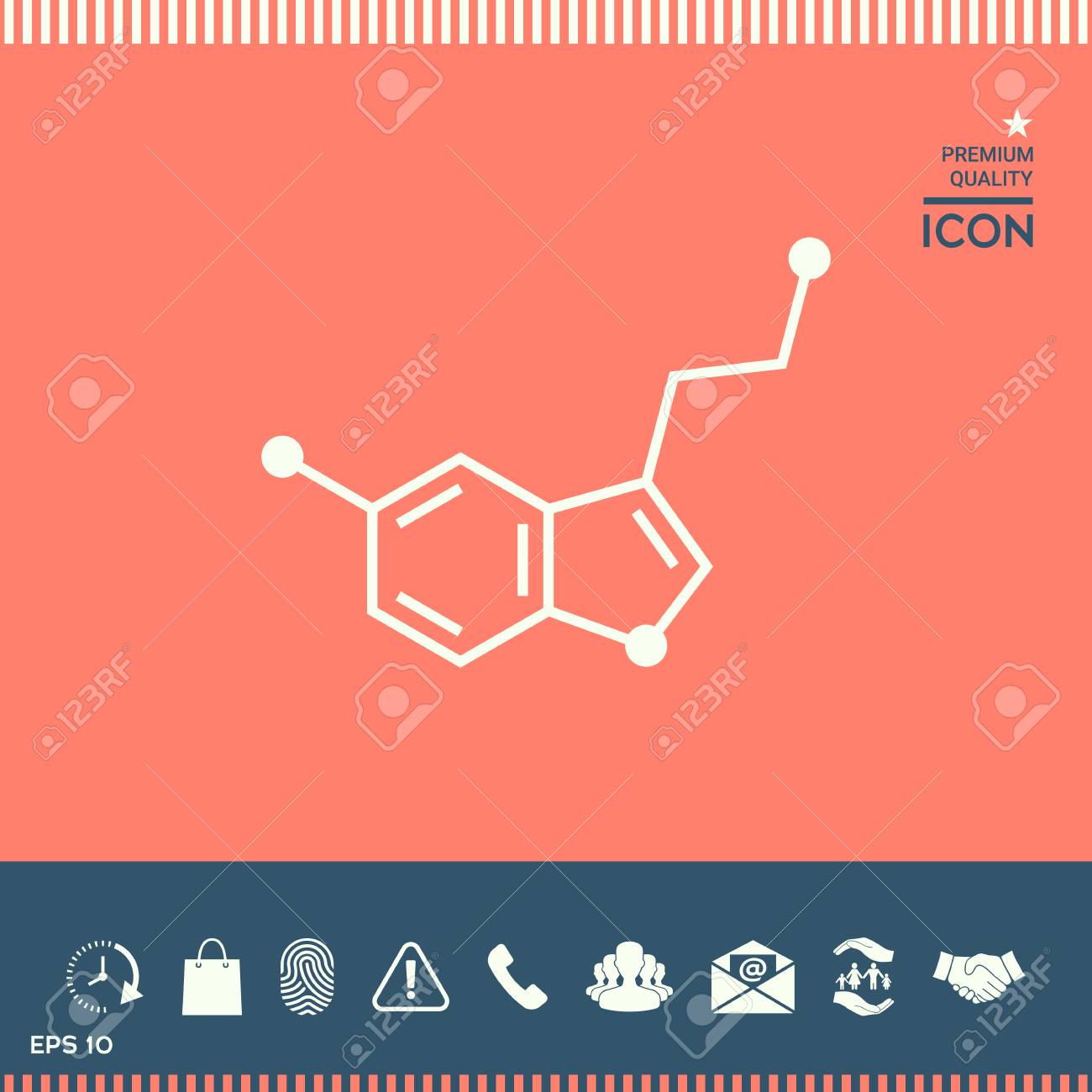 Chemical Formula Icon Serotonin In White Line Drawing Isolated